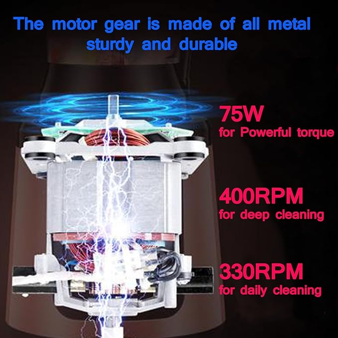 Electric Spin Scrubber,Bathroom Cleaner Brush with Full-Body IPX7 Waterproof,Shower Scrubber with Long Handle,Power Cleaning Brush with 9 Brush Heads,Cordless Scrubber for Kitchen,Tub,Tile,Galss,Floor