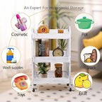 3-Tier Rolling Utility Cart with Lockable Wheels Storage Slim Storage Heavy Duty Cart Mobile Shelving Unit Craft Narrow Organizer for Bathroom Laundry Kitchen (Vintage White)