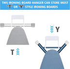 Ironing Board Hanger Wall Mount Ironing Board Holder Organizer for Laundry Rooms Door(Pure White)