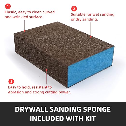 Wall Spackle & Drywall Repair Patch Kit with Mending Agent Putty, Repair Paste Plaster, Scraper & Sanding Sponge for Wall Crack/Nail Hole
