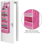 Univivi 5-Shelf Fabric Door Storage Over Door Hanging Organizer with 4 Large Pockets and 3 Small PVC Pockets Nursery Closet Cabinet Wall Mount Hanging Storage Organizers for Baby Nursery (Pink)