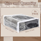 Kingdder 16 Pcs Clear Zippered Storage Bags Plastic Sweater Bags with Zipper 12 x 12 x 4 Inch Vinyl Sheet Organizer and Storage for Clothing Blankets Sheet Linen Bed Pillow Cube Organizer