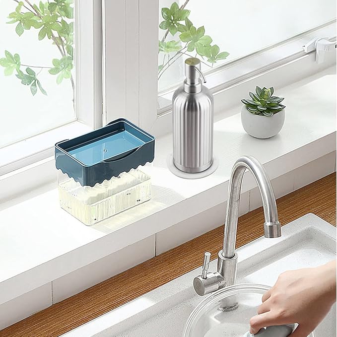 Soap Dispenser 18 Oz with Non-Slip Coaster, Stripe Design Dish Soap Dispenser Brushed Nickel, Refillable Liquid Hand Soap Dispenser for Bathroom, Kitchen Soap Dispenser Premium Stainless Steel