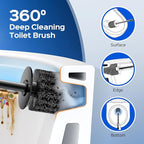 HAMITOR Black Toilet Bowl Brush: Metal Rustproof Bathroom Cleaning Accessories Set with Hidden Holder for Renters - Wall-Mounted Family Compact Toilet Cleaner Kits for Apartment RV Small Space