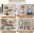 Clear Cabinet Organizer: Acrylic Shelf Riser Set of 4 for Kitchen Pantry Organizers and Storage - Countertop Spice Rack for Cabinet - Stackable Display Shelf Decor for Gift