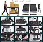 Heavy Duty Cart Utility Cart, Heavy Duty Rolling Service with Wheels, 500lbs Load Capacity, Durable Plastic & Deep Shelves for Warehouse, Garage, Cleaning - Swivel Wheels Easy Maneuverability