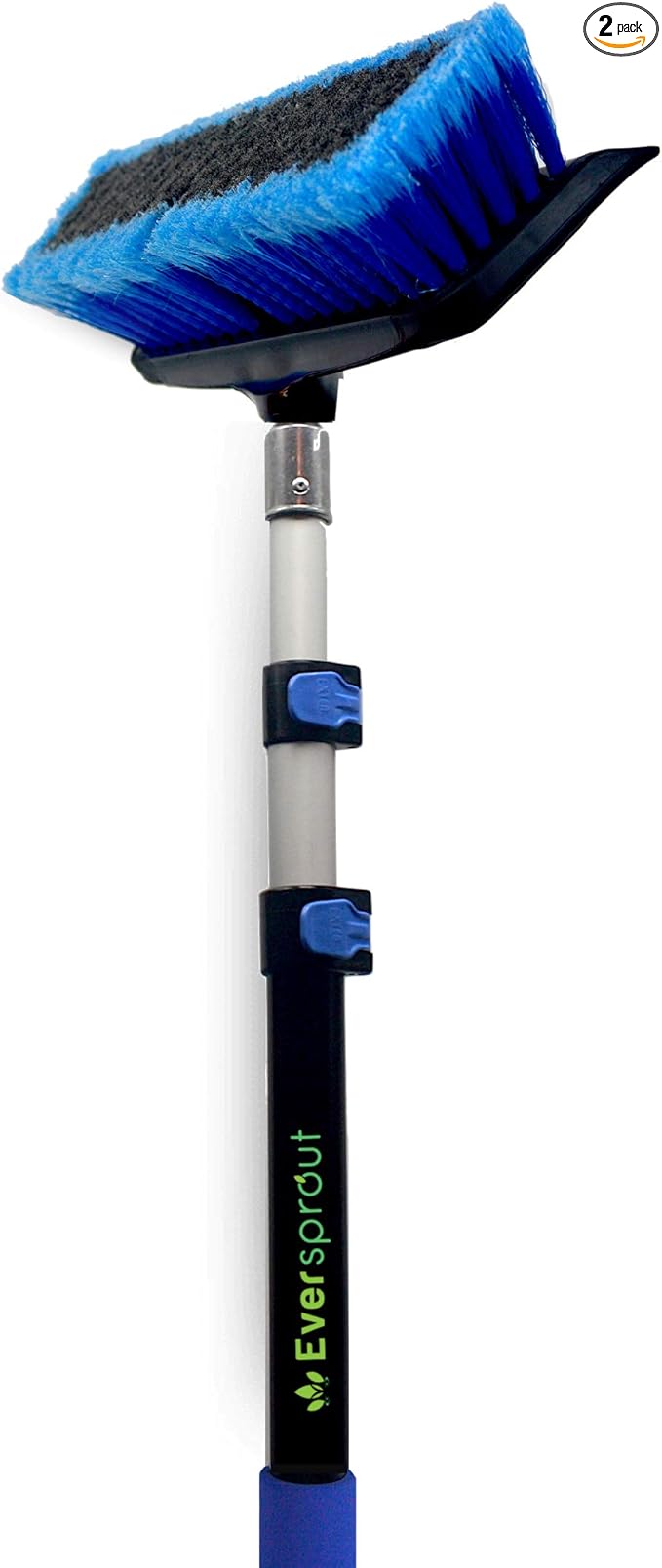 EVERSPROUT 5-to-12 Ft Car Brush with Rubber Bumper, Lightweight Extension Pole Handle, Soft Bristles Car Wash Brush, RV Wash Brush, Truck Wash Brush, Boat Brush, Solar Panel Cleaning Brush and Pole