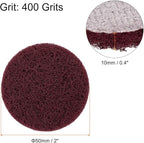 HARFINGTON 12pcs Scrubber Scouring Pads 400 Grits 2 Inch Drill Power Brush Hoop and Loop Surface Conditioning Disc Drill Scuffing Disc Scrub Pads for Home Kitchen Cleaning, Red
