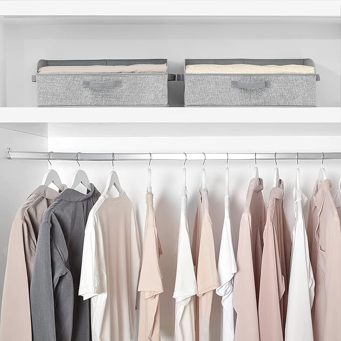 3 Pack Closet Organizers, Foldable Clothes Storage Organizers with Handles, Large Capacity, Sturdy Drawer Storage Boxes for Clothing, Underwear, Books, Shelves, Wardrobe Organizing, Grey