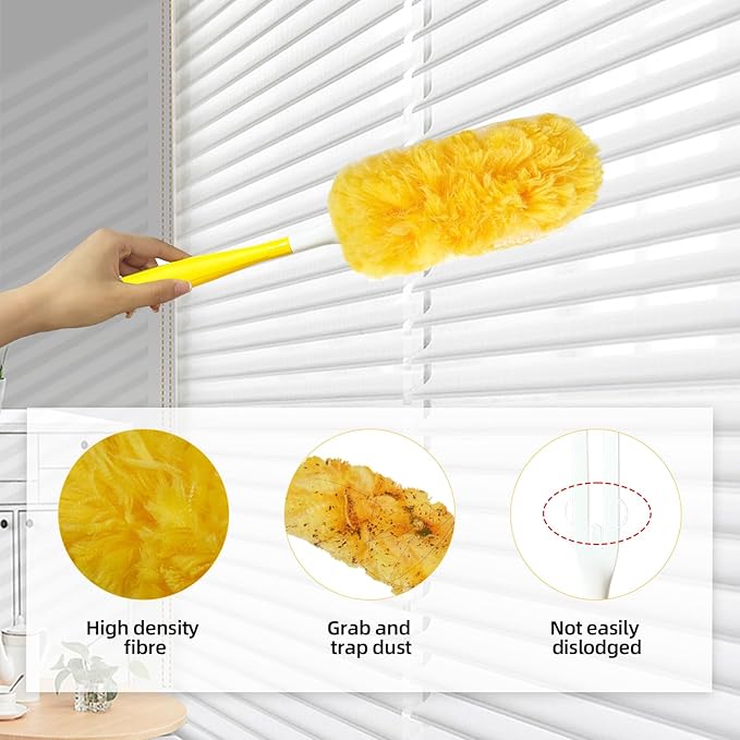 50 Pack 360° Dusters Refills for Swi-ffer Dusters with 4X Microfibers, Heavy Duty Efficient Duster Kit Disposable Refills with 1 Handle for Cleaning Furniture, Blinds, Ceiling Fans, Pet Hair