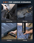 Car Vacuum Portable with 16000Pa Powerful Suction, Handheld Vacuum Cordless Rechargeable Blow & Suction 4 in 1, Small Vacuum Cleaner for Car, Home, Office, Outdoor (Black Orange)