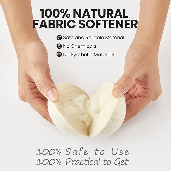 Roowest 46 Pcs Wool Dryer Balls Set Reusable Laundry Wool Balls with Muslin Bags Fabric Softener Anti Wrinkle Anti Static Saving Energy and Time