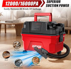 Cordless Shop Vac - 3 Gallon Small Shop Vac Wet and Dry with Accessories, 2 x 4.0Ah Batteries Wet Dry Vacuum, Ideal for Garage, Car, Workshop (Red)