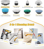 Qimedo Electric Spin Scrubber Extra Large Brush Q3,6000 mAh Best Battery Power Scrubber for Cleaning,1200RPM Shower Cordless Cleaning Brush with 8 Brushes for Bath/Tub/Tile/Floor (Smart Display)