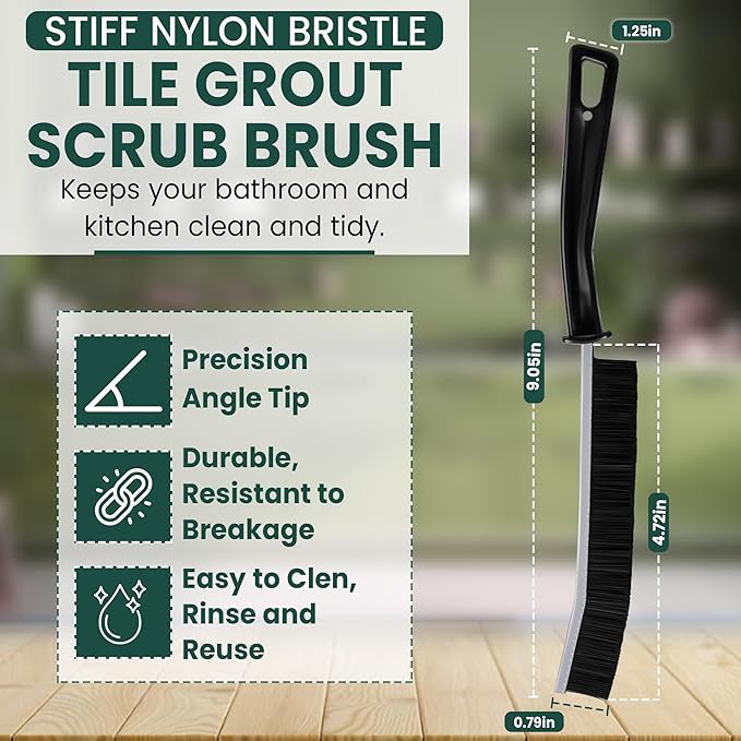 Crevice Cleaning Brush Set – 6Pcs Hard Bristle Cleaning Tools for Grout, Tile Floors, Gaps & Narrow Spaces – Small Grout Scrub Brush for Cleaning Bathroom, Shower, Window Tracks, Kitchen