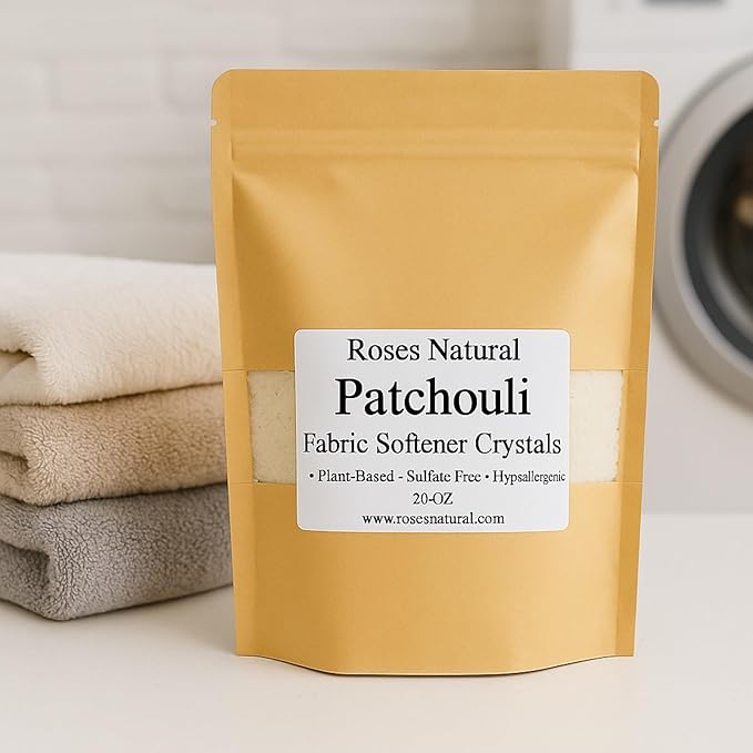 Fabric Softener Crystals, 20 oz, Plant-Based, Hypoallergenic Scent Beads, Softens & Freshens Laundry, Available in Peppermint, Lavender, Patchouli, Leather, Made in the USA (Patchouli)