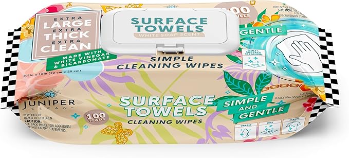 Single Surface Cleaning Wipes, Thick & Large Dispose, All-Purpose Cleaner for Bathroom, Kitchen, Office, 100 Count Soft Flow, Biodegradable, White Soap Scent
