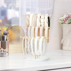 Dahey Headband Holder Organizer Metal 3-Tier Hair Hoop Display Stand Headband Organizer Storage Hair Ropes Accessories Bracelets Bangles Bedroom College Dorm Decor for Girls Women, Gold