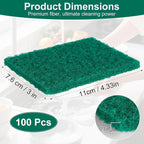 100 Pcs Scouring Pads,Heavy Duty Scour Pads,Dish Scrubber Scouring Pad,Reusable Non Scratch Household Scrub Pad for Dish Kitchen Scrubbers & Metal Grills,4.3 x 3 x 0.3 in (Green)