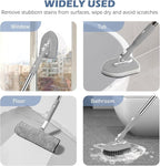 SetSail 4-in-1 Tile Tub Floor Scrubber with 52-inch Adjustable Long Handle Shower Cleaner Brush with Window Scrubber and 3 Replacement Brush Heads for Bathroom Kitchen Walls Tub Tile Sink, Grey
