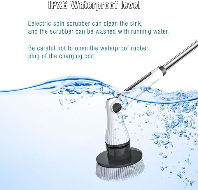 MGLSDeet Electric Spin Scrubber with 8 Replaceable Brush Heads Rechargeable Cleaning Brush, Cordless Power Scrubber, Electric Scrubber for Cleaning Bathroom, Bathtub, Tile