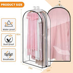 Dntorx 4 Pack Clear Garment Bags with Side Zipper, 60" Clothes Covers with 10" Gusset, Transparent Hanging Suit & Coat Covers for Closet Storage, Jackets, Dresses, Windbreakers