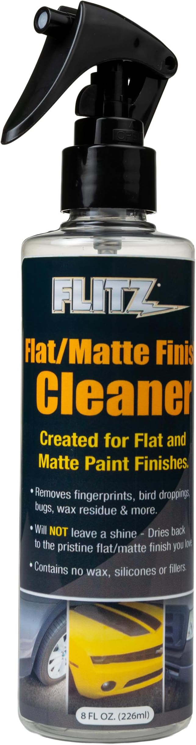 Flitz Flat Matte Finish Cleaner - 8oz Bottle of USA-Made Vinyl Wrap Spray to Easily Remove Grease, Wax, Dust, & More - Quick Drying Matte Paint Cleaner - Ideal for Cars, Motorcycles (1 Pack)