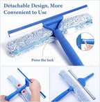 2 in 1 Window Cleaner Kit with Long Handle and Microfiber Scrubber for Glass, Car, Home Floor