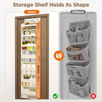 Over The Door Organizer, 7 Tier Door Hanging Organizers with 7 Large Pockets 12 Side Pockets, Behind Door Storage Hanging Shelves for Closet Bathroom Bedroom Nursery