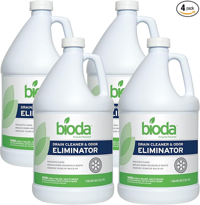 Bioda Professional Strength Enzyme Drain Cleaner, Septic Safe Drain Odor Eliminator, Smell Eliminator, 4 Pack