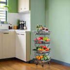 Rolling Utility Cart, Foldable Metal Shelf Organizer with Locking Wheels, Multi-Purpose Storage Rack for Kitchen, Office, Laundry, 14.17" L x 10.71" W x 29.5" H Black 4 Tiers