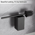 BVL Toilet Brush and Holder Black Toilet Bowl Brush for Ceaning with Stainless Steel Handle Wall Mounted