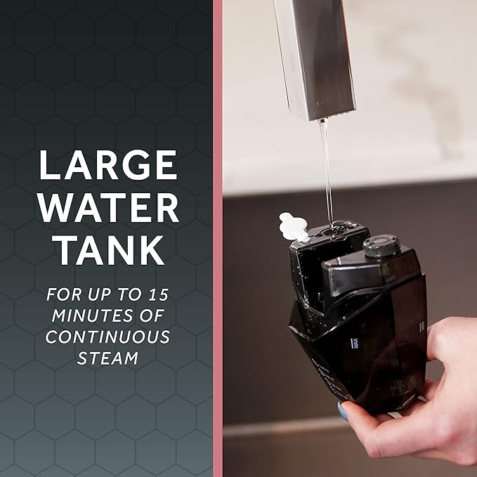 Sunbeam Professional 1575W Handheld Steamer for Clothes, Variable Temperature Control, 25-Second Fast Heat-Up, Bristle Brush, Delicate Fabric Attachment, Black and Red Finish