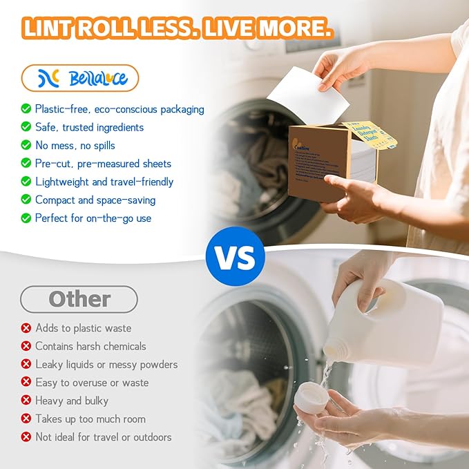 BellaLuce Laundry Detergent Sheets - Laundry Sheets, 400 Loads, Eco-Friendly, Plastic-Free, Fresh Linen Scent, Space Saving, Fast Dissolve & Hypoallergenic