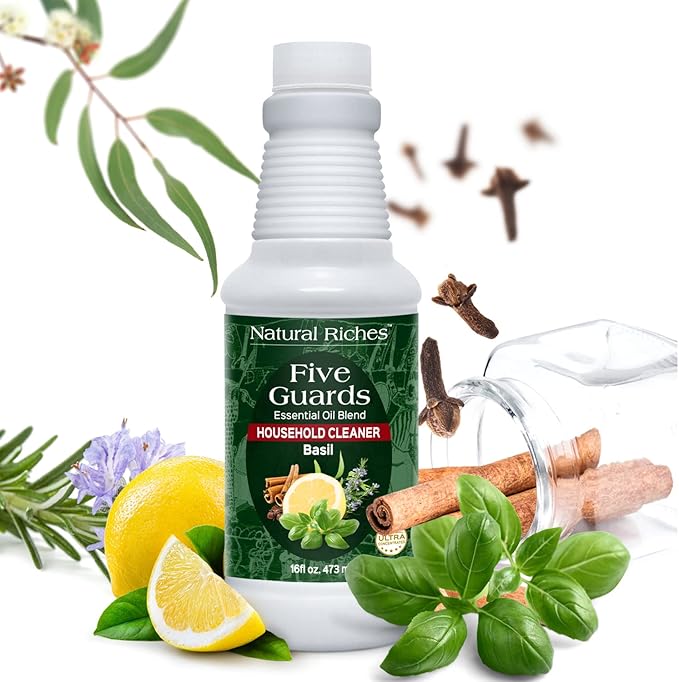 Natural Riches Household Cleaner Concentrate Five Guards with Basil from The Tales of stories of French Thieves Essential oil Blend household cleaner - 16 fl oz