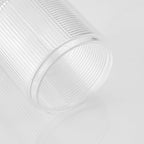 Clear Transparent Apothecary Ribbed Geometric Etched Glass Jar W/Matte Black Metal Lid Cover for Bathroom Organization, Cotton Balls, Q Tips, and Small Accessories, Bathroom Storage