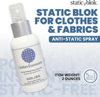 Anti-Static Spray for Clothes - Instantly Eliminate Static Cling, Flyaways, and Shocks from Clothes, Fabrics, Linens, Blankets & Rugs- All-Natural Formula - Lasts All Day- 2oz Travel Size