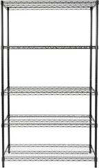 Honey-Can-Do 5-Tier Heavy-Duty Adjustable Shelves, Metal Storage Rack with 800-lb Shelf Capacity, Black, 18" W x 42" L x 72" H
