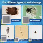 Seloom Drywall Repair Kit Upgraded Size, 2/4/6/8/10 Inch Drywall Patch Kit Large Hole, Self Adhesive Fiberglass Mesh Wall Patch Quick Repair for Damaged Drywall Ceiling