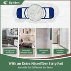 Eyliden Dust Mop with Reusable Washable Pads - One Touch Replacement, Height Adjustable Handle, Total 2 Mop Cloths, Wet Dry Mops for Floor Cleaning, Hardwood, Laminate, Tile Floor Push Dust Broom