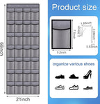 28 Mesh Pockets Hanging Shoe Organizer, Over the Door Shoe Organizer，Closet Storage Holder for Back of Door Storage Holder for Back of Door(Grey)