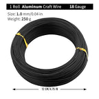 Black-1.0-Anodized Aluminum Bonsai Training Wire 250g Large Roll,Many Size to Choose,KSVZS Bendable Metal Wire for Crafts,Sculpting,Armature and Daily Use,Necessities for Family
