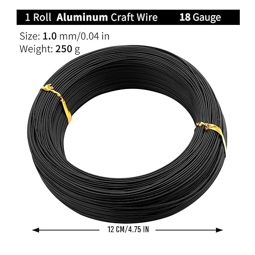 Black-1.0-Anodized Aluminum Bonsai Training Wire 250g Large Roll,Many Size to Choose,KSVZS Bendable Metal Wire for Crafts,Sculpting,Armature and Daily Use,Necessities for Family