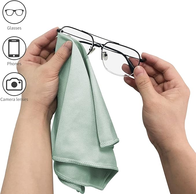 6 Pack Microfiber Glass Cleaning Cloth, 16 Inch X 16 Inch, Lint Free Quickly Clean Window, Glasses, Windshields, Mirrors, and Stainless Steel, Green