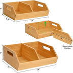 Ollieroo Bamboo Stackable Storage Bin, Pantry Organizer and Storage Baskets, Potato and Onion Kitchen Organizer, Kitchen Storage Containers for Produce, Fruit, Bread, Vegetable, Garlic, Pack of Two