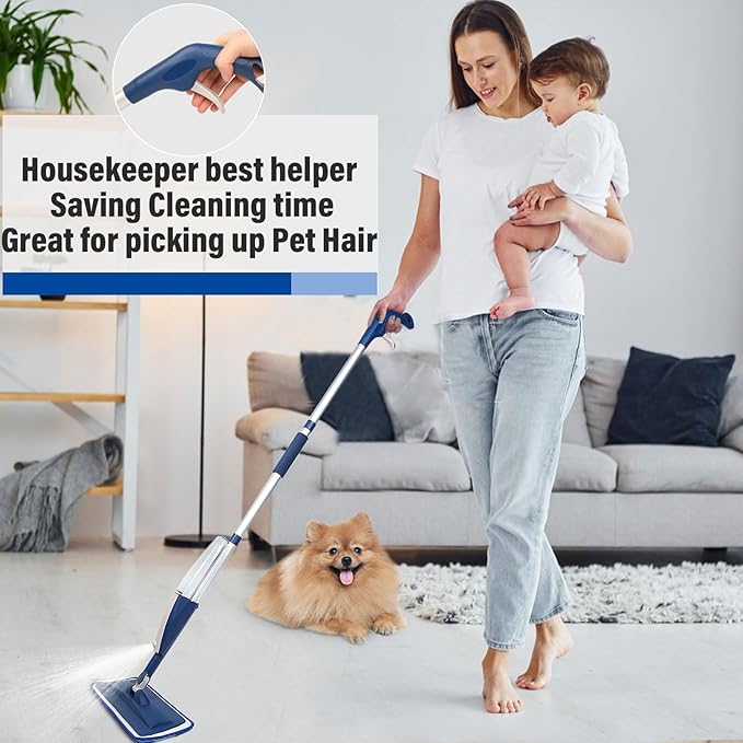 Mops for Floor Cleaning Wet Spray Mop with 14 oz Refillable Bottle and 3 Washable Microfiber Pads Home or Commercial Use Dry Wet Flat Mop for Hardwood Laminate Wood Ceramic