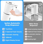 Automatic Soap Dispenser Touchless, 6-Level Foaming Hand Soap Dispenser for Bathroom Kitchen, 1200mAh Rechargeable Dish Soap Dispensers,12.8oz/380mL,Waterproof,Hands-Free,Wall Mount