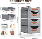 DIMJ Clothes Drawer 4 Tier - Fabric Closet Drawer System Rolling, Portable Closet Drawers for Clothes with Wheels, Small Closet Organizer & Replacement Drawers for Bedrooms, Office, Nursery, Grey