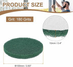 HARFINGTON 24pcs Scrubber Scouring Pads 180 Grits 4 Inch Drill Power Brush Hoop and Loop Surface Conditioning Disc Drill Scuffing Disc Scrub Pads for Home Kitchen Cleaning, Green