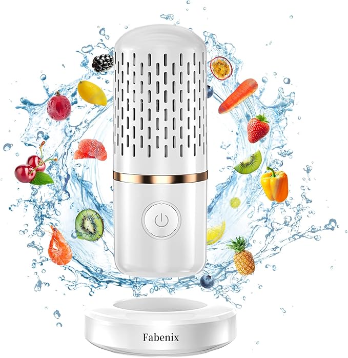 Fruit and Vegetable Cleaning Machine, USB Wireless Food Purifier, Cleaner Device for Washing Fruits, Rice, Meat and Tableware (White)